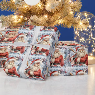 Baseball Christmas with Santa Claus Wrapping Paper