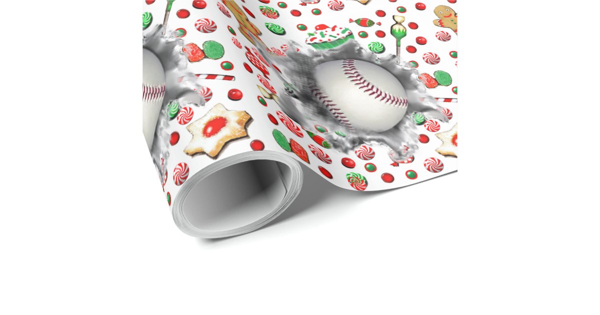 Baseball Christmas Wrapping Paper 