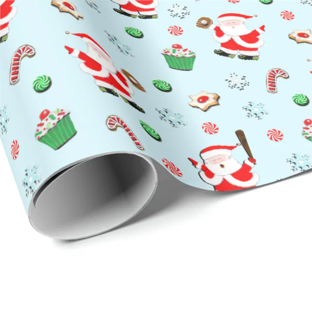 Baseball Christmas Wrapping Paper 