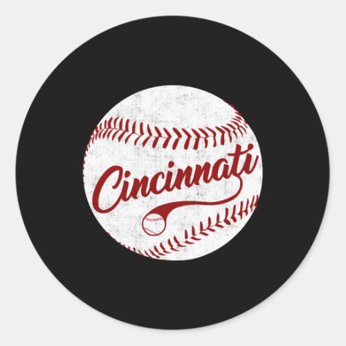 Baseball Cincinnati Ball Red Seam National Pastime Classic Round Sticker