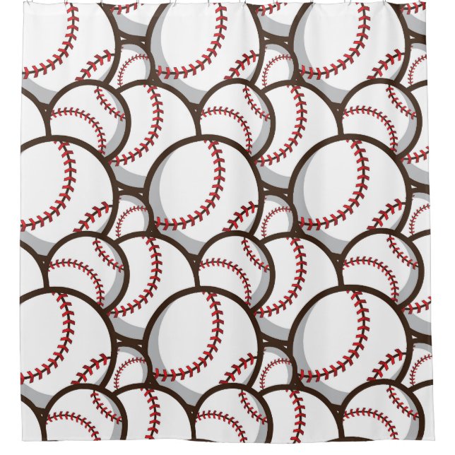 Baseball: Classic Seamless Pattern Shower Curtain (Front)