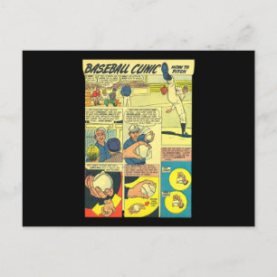 Baseball Clinic Comic Book How To Pitch Postcard