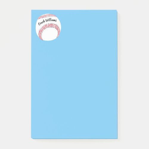Baseball Coach Add Name 4x6 Post_it Notes