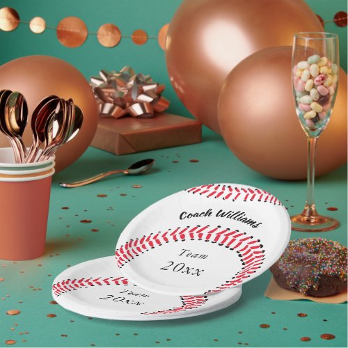Baseball Coach Add Name Team and Year Paper Plates