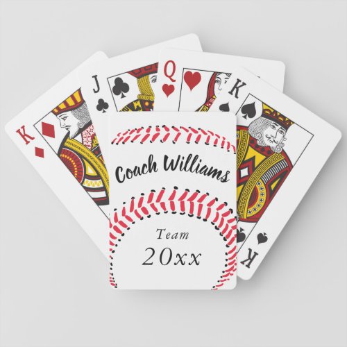 Baseball Coach Add Name Team and Year Poker Cards