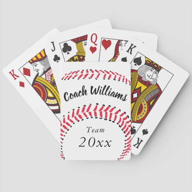 Baseball Coach Add Name, Team and Year Poker Cards (Back)