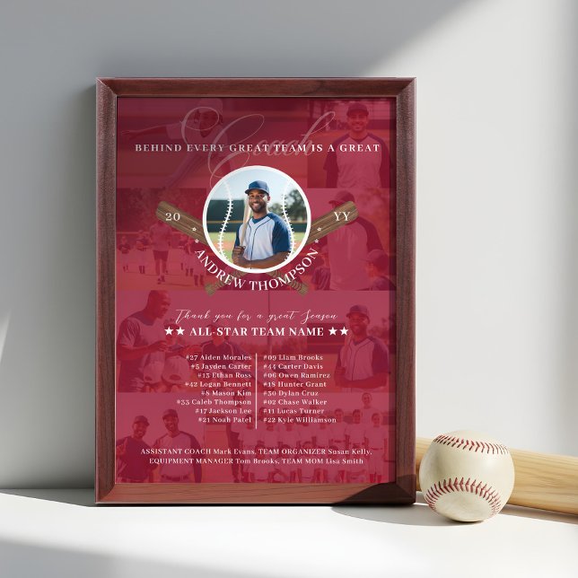 Baseball Coach Appreciation Team Photo Collage Award Plaque (Baseball Coach Appreciation Team Photo Collage Award Plaque)