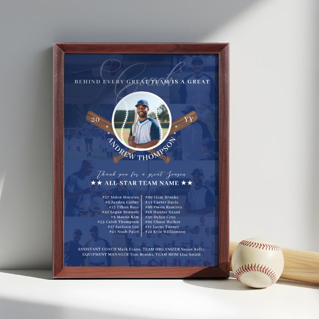 Baseball Coach Appreciation Team Photo Collage Award Plaque (Baseball Coach Appreciation Team Photo Collage Award Plaque)