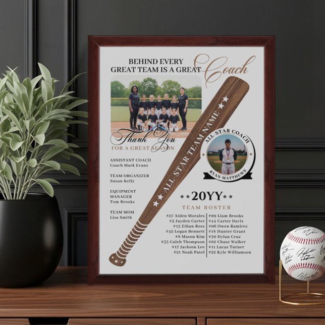 Baseball Coach Appreciation Team Photo Keepsake Award Plaque (Baseball Coach Appreciation Team Photo Keepsake Award Plaque)
