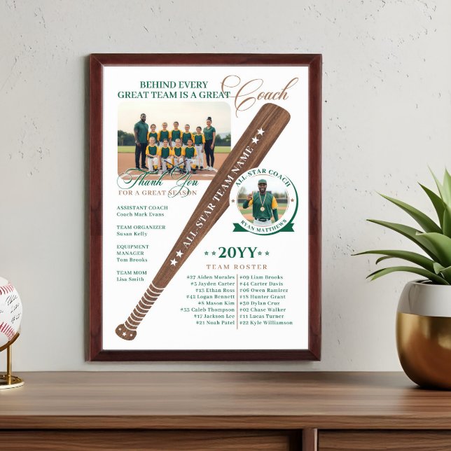 Baseball Coach Appreciation Team Photo Keepsake Award Plaque (Baseball Coach Appreciation Team Photo Keepsake Award Plaque3)