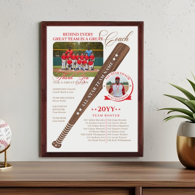 Baseball Coach Appreciation Team Photo Keepsake Award Plaque (Baseball Coach Appreciation Team Photo Keepsake Award Plaque)
