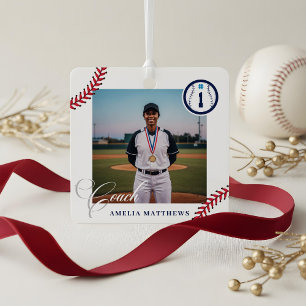 Baseball Coach Appreciation Team Photo Keepsake Metal Ornament