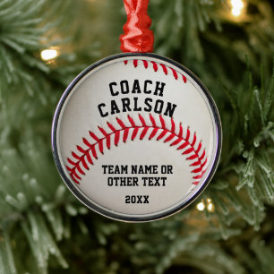 Baseball Coach Ball Stitching Personalized Metal Ornament