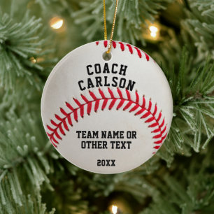 Baseball Coach Ball Stitching Photo Personalized Ceramic Ornament
