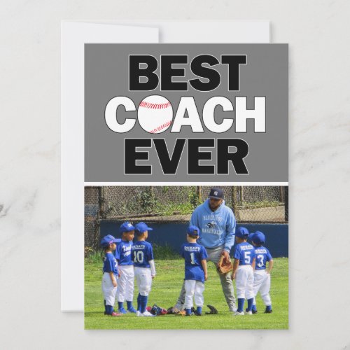 Baseball Coach Best Ever Custom Photo Thank You