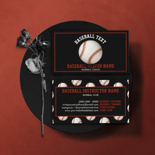 Baseball Coach Black Business Card