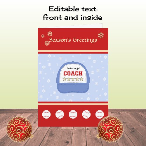 Baseball coach christmas holidays custom greeting holiday card