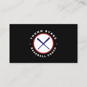 Baseball Coach Crossed Bat Business Card