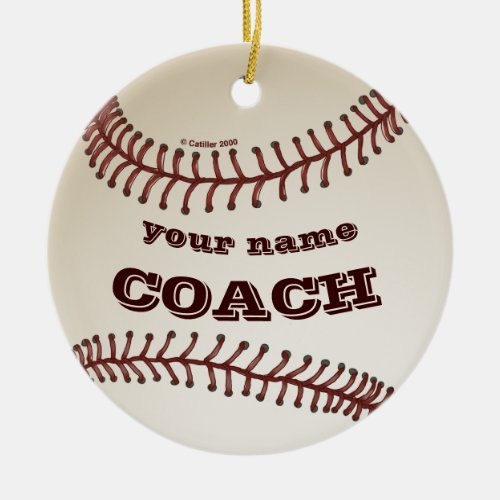 Baseball Coach custom name  Ceramic Ornament