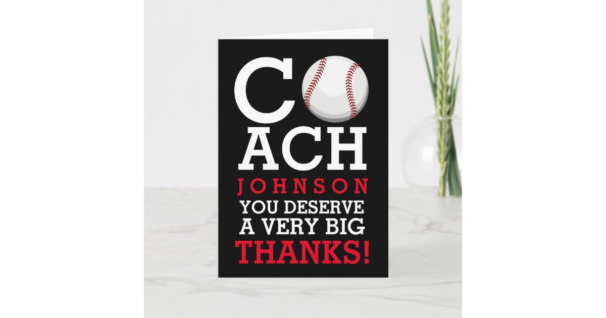 Baseball Coach Custom Name Thank You | Zazzle