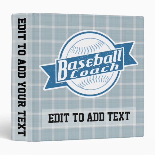 Baseball Coach Customizable Vinyl Binder