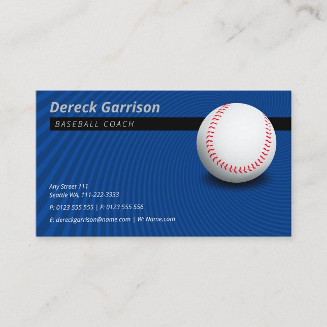 Baseball Coach | Deep Blue Business Card (Front)
