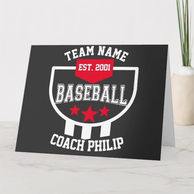 Baseball coach end of season team retirement gift card (Front)