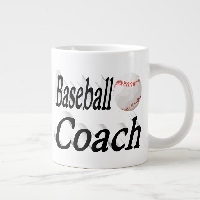Baseball Coach half text  Giant Coffee Mug (Right)