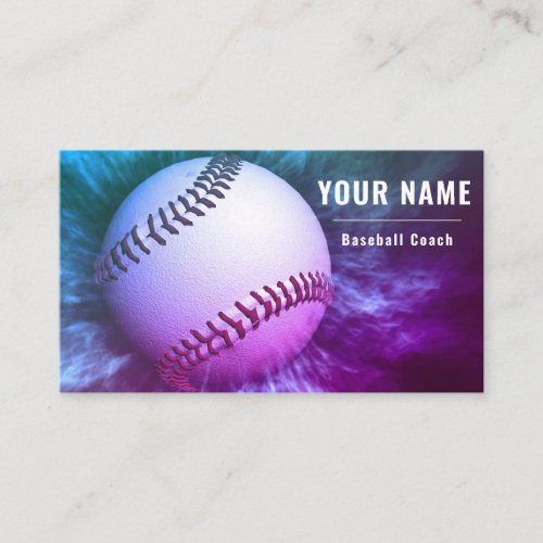 Baseball Coach Holographic Futuristic Pink Neon    Business Card