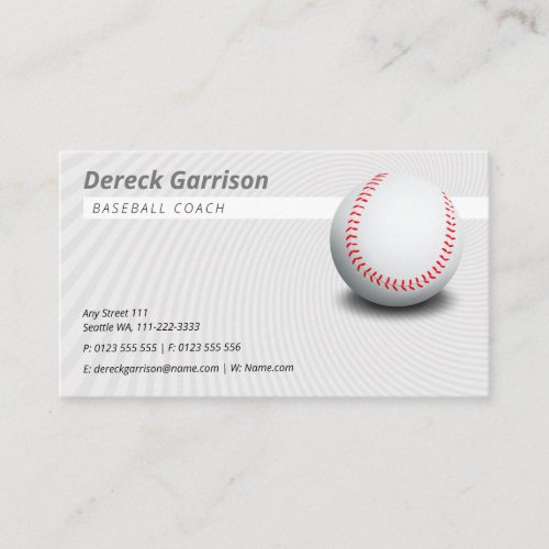 Baseball Coach  Light Grey Business Card