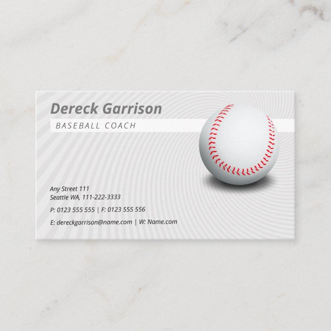 Baseball Coach | Light Grey Business Card (Front)