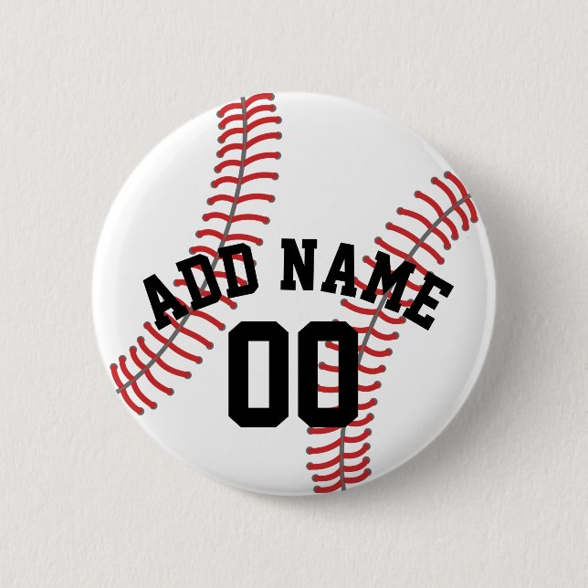 Baseball Coach - Modern Drawing Name Number Button (Front)