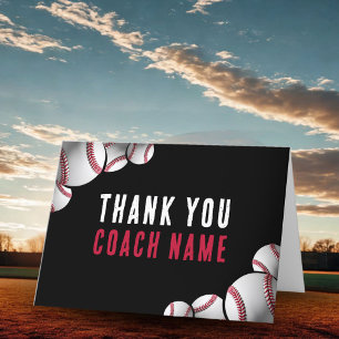 Baseball Coach Name Thank You Card
