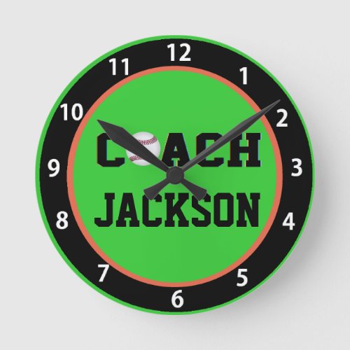 Baseball Coach _ Personalized Round Clock