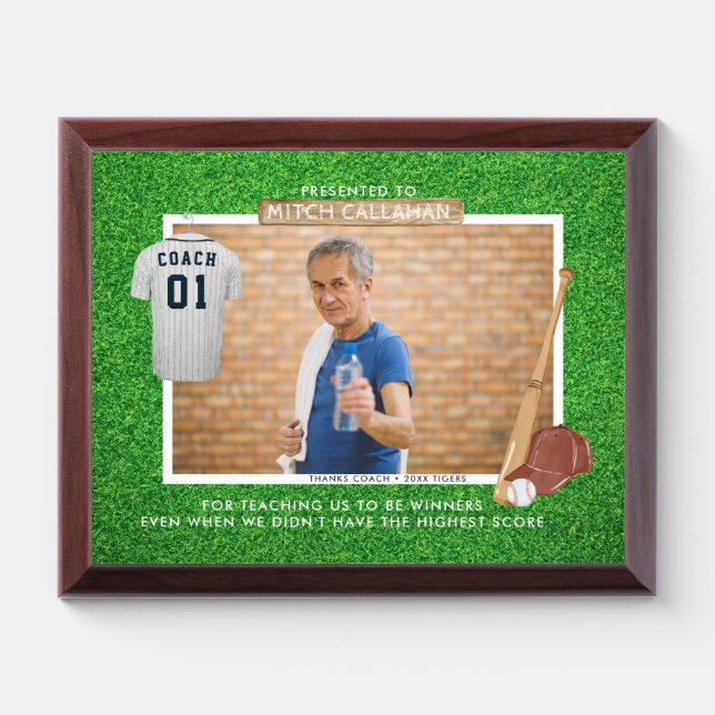 Baseball Coach Photo Award Plaque (Horizontal)