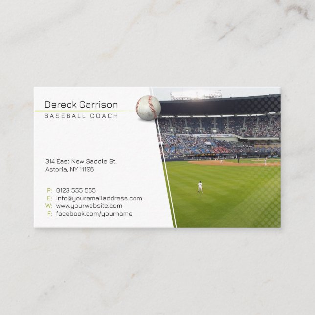 Baseball Coach | Player Photo Business Card (Front)