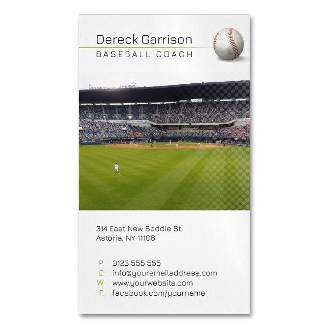 Baseball Coach | Player Photo Business Card Magnet (Front Vertical)