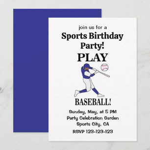 Baseball Coach Player Sports Birthday Party Invitation