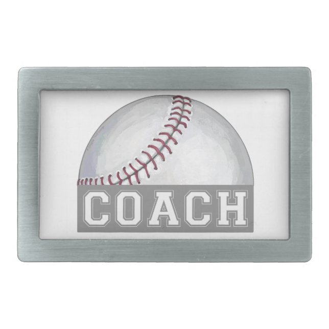 Baseball Coach Rectangular Belt Buckle (Front)