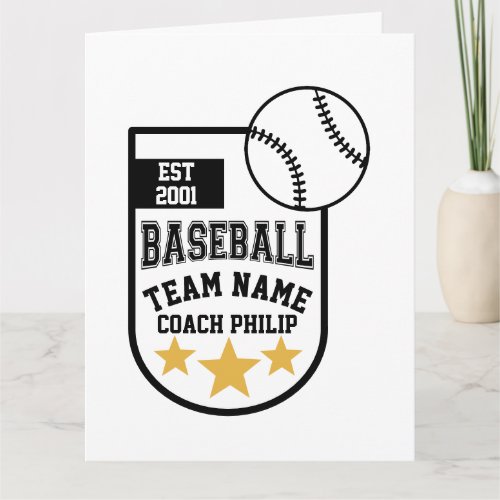 Baseball coach retirement team end of season card