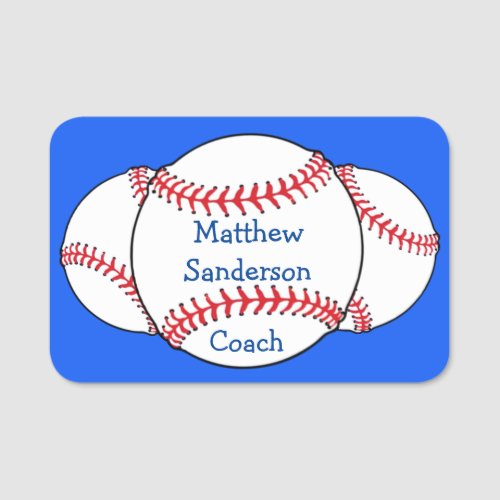 Baseball Coach Sports Name Tag