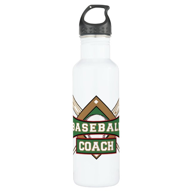 Baseball Coach Stainless Steel Water Bottle (Front)