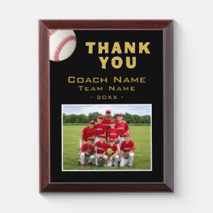 Baseball Coach Team Name Photo Award Plaque