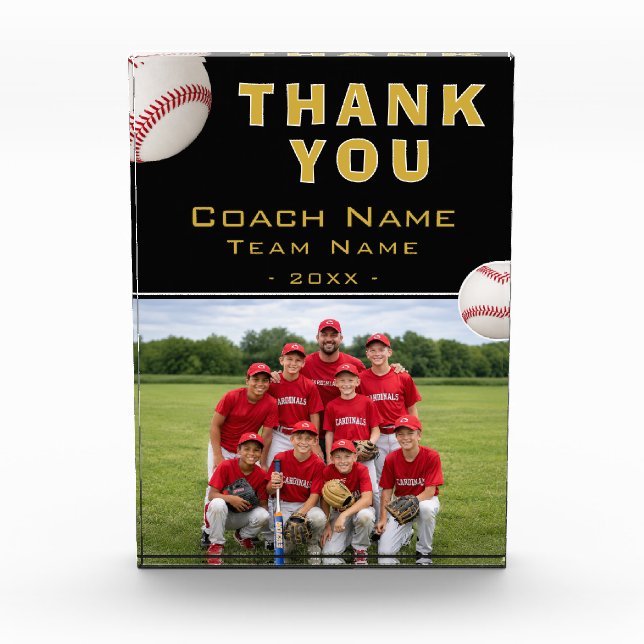 Baseball Coach Team Name Photo Block (Front)