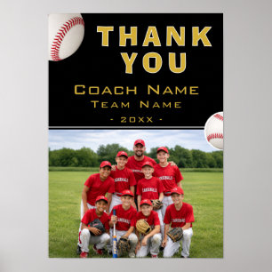 Baseball Coach Team Name Photo Poster