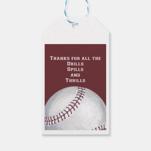Baseball Coach Thank You Gift Tags