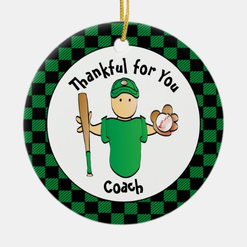 Baseball Coach Thank You Personalized Gift Idea Ceramic Ornament
