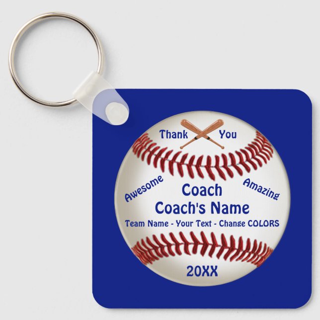 Baseball Coach Thank You, Personalized Keychains (Front)