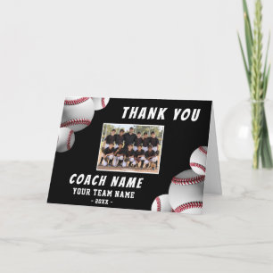 Baseball Coach Thank You Personalized Team Photo Card