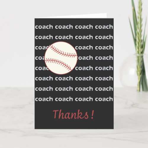 Baseball Coach Thanks Sports Themed Pattern Card